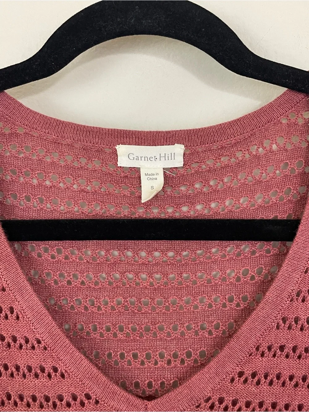 Garnet Hill Organic Cotton-Linen Blend Bell-Sleeve Pointelle Sweater Size Small